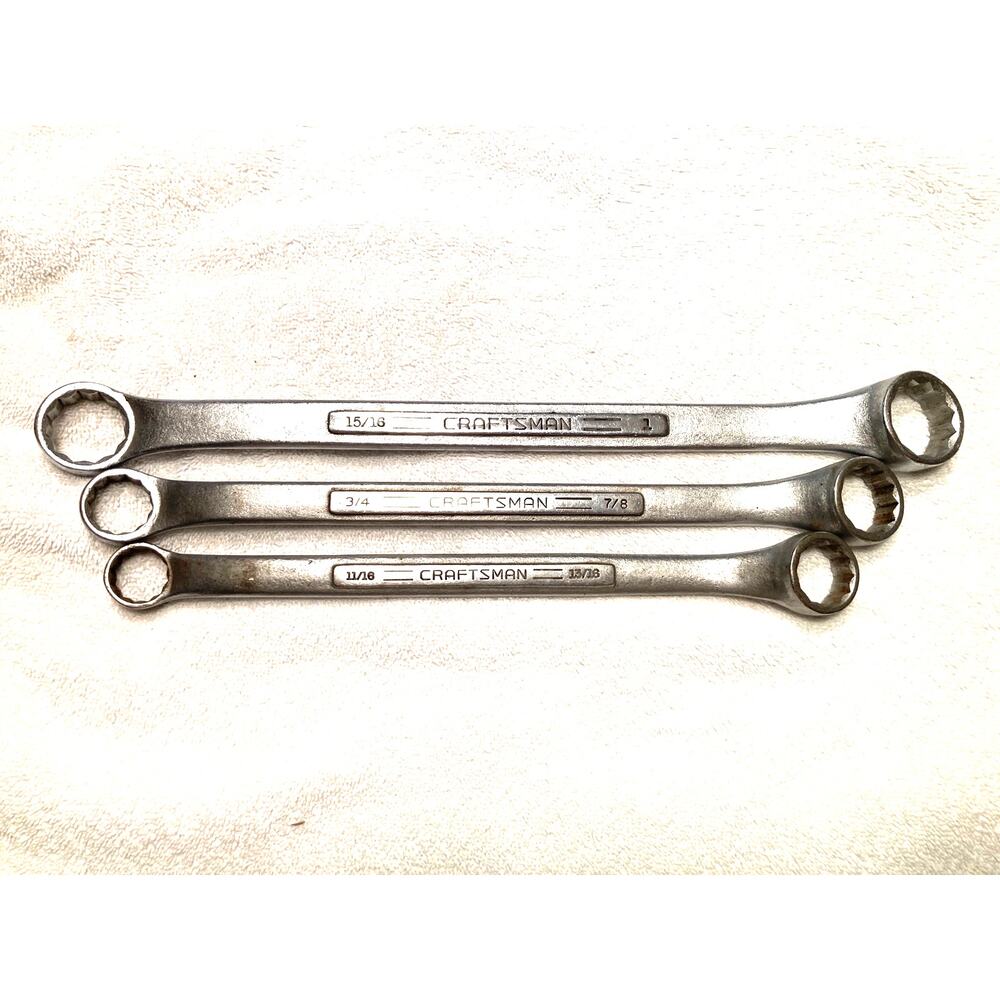 Vintage Craftsman V-Series 12-Point Double Box-End Wrench 3 Pc Set (3/8"-1") USA